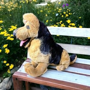 Vintage Stuffins German Shepherd Stuffed Animal Lovey Plush 13in Missing Eye